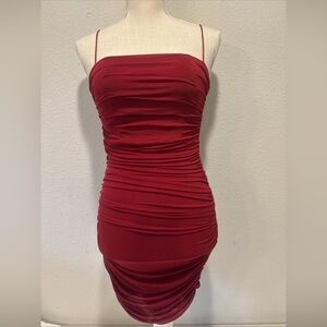 Princess Polly Tank Bodycon Tara Red Ruched Dress Sz 4